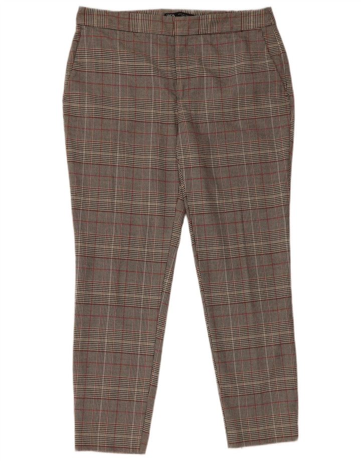Pantaloni chino slim pentru femei Zara EU 40 Mediu L30 L27 Gri Houndstooth