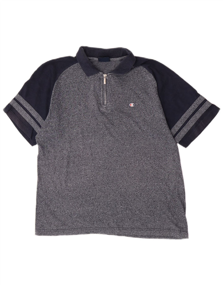 Cămașă polo Champion pentru bărbați, mediu din bumbac colorblock, albastru bleumarin