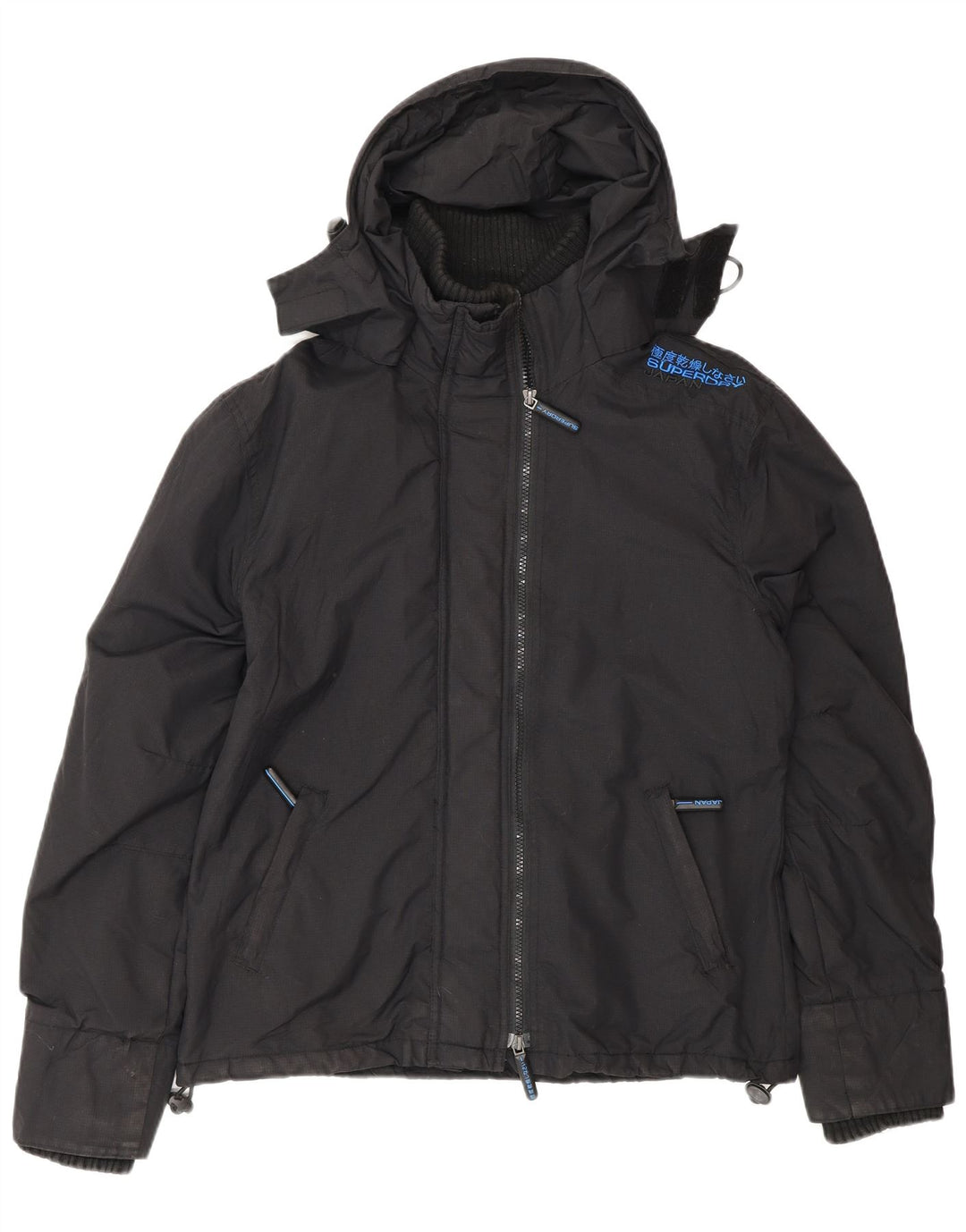 Jachetă Windbreaker pentru femei cu glugă Superdry UK 18 XL Nylon negru