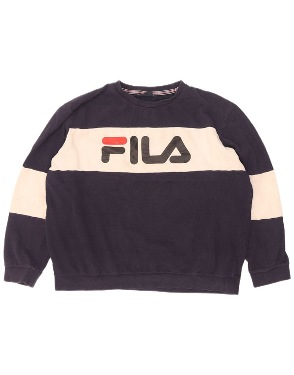 Hanorac grafic pentru bărbați Fila Jumper XL bleumarin, bumbac color bloc