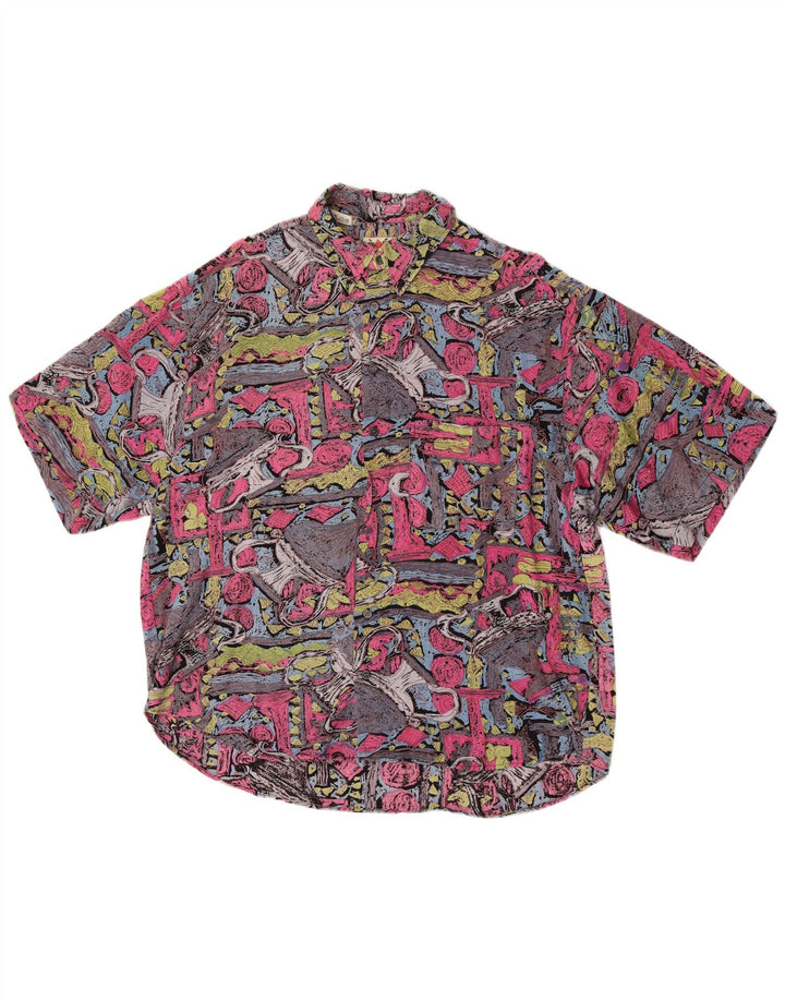 Cămașă cu mânecă scurtă pentru bărbați, cu model abstract, XL, viscoză, multicoloră