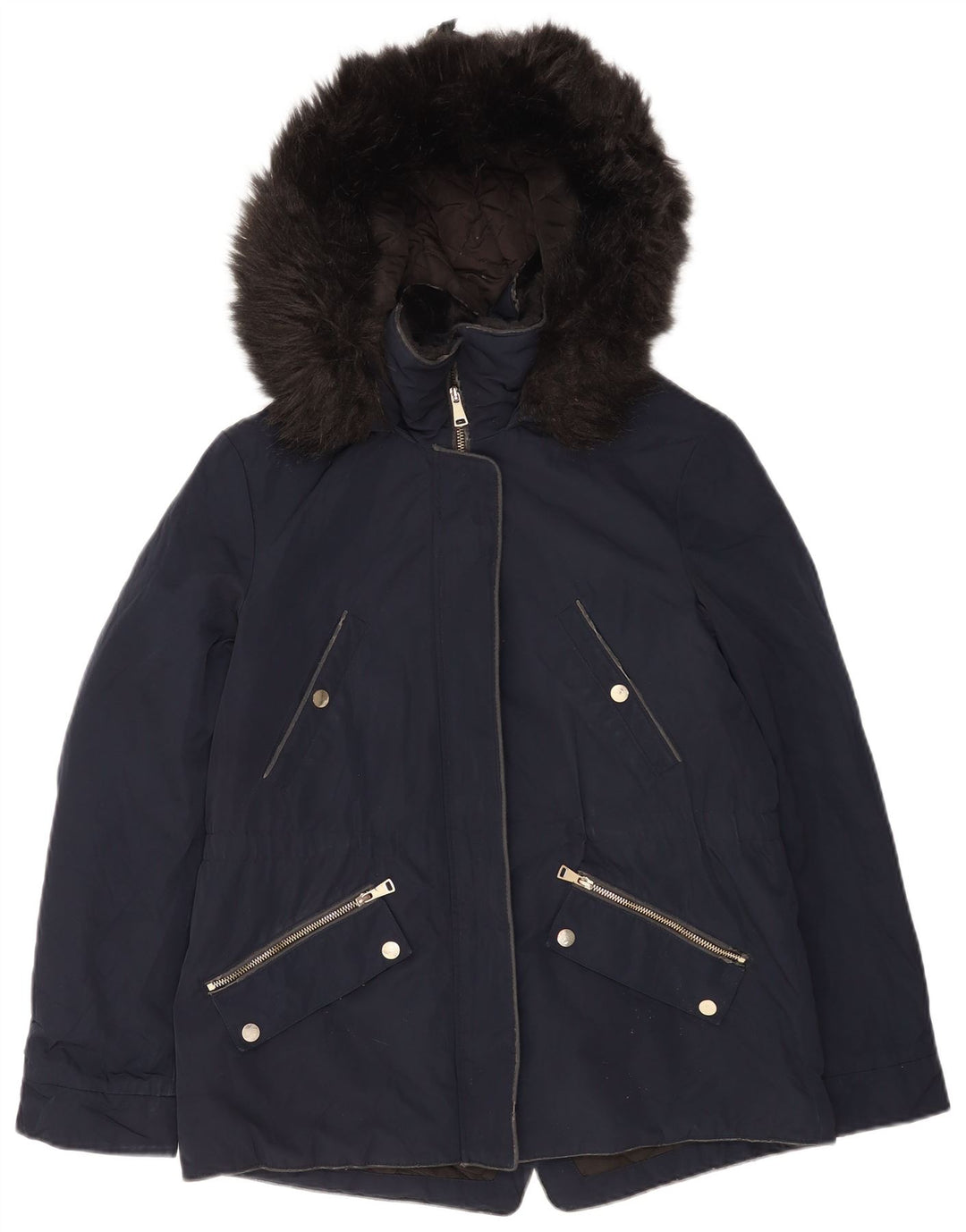 Jachetă parka cu glugă pentru femei Zara UK 14 Medium Bleumarin