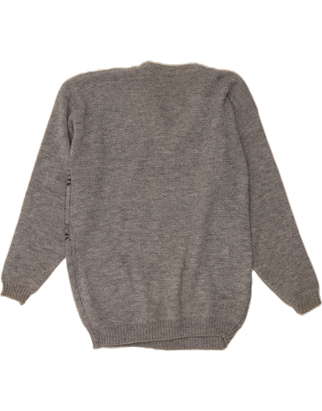 VINTAGE Mens V-Neck Jumper Sweater Medium Grey Argyle/Diamond Acrylic Vintage Vintage and Second-Hand Vintage from Messina Hembry 