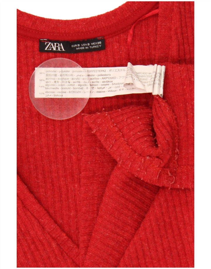 Rochie pulover cu mânecă lungă pentru femei Zara UK 10 Poliester roșu mic