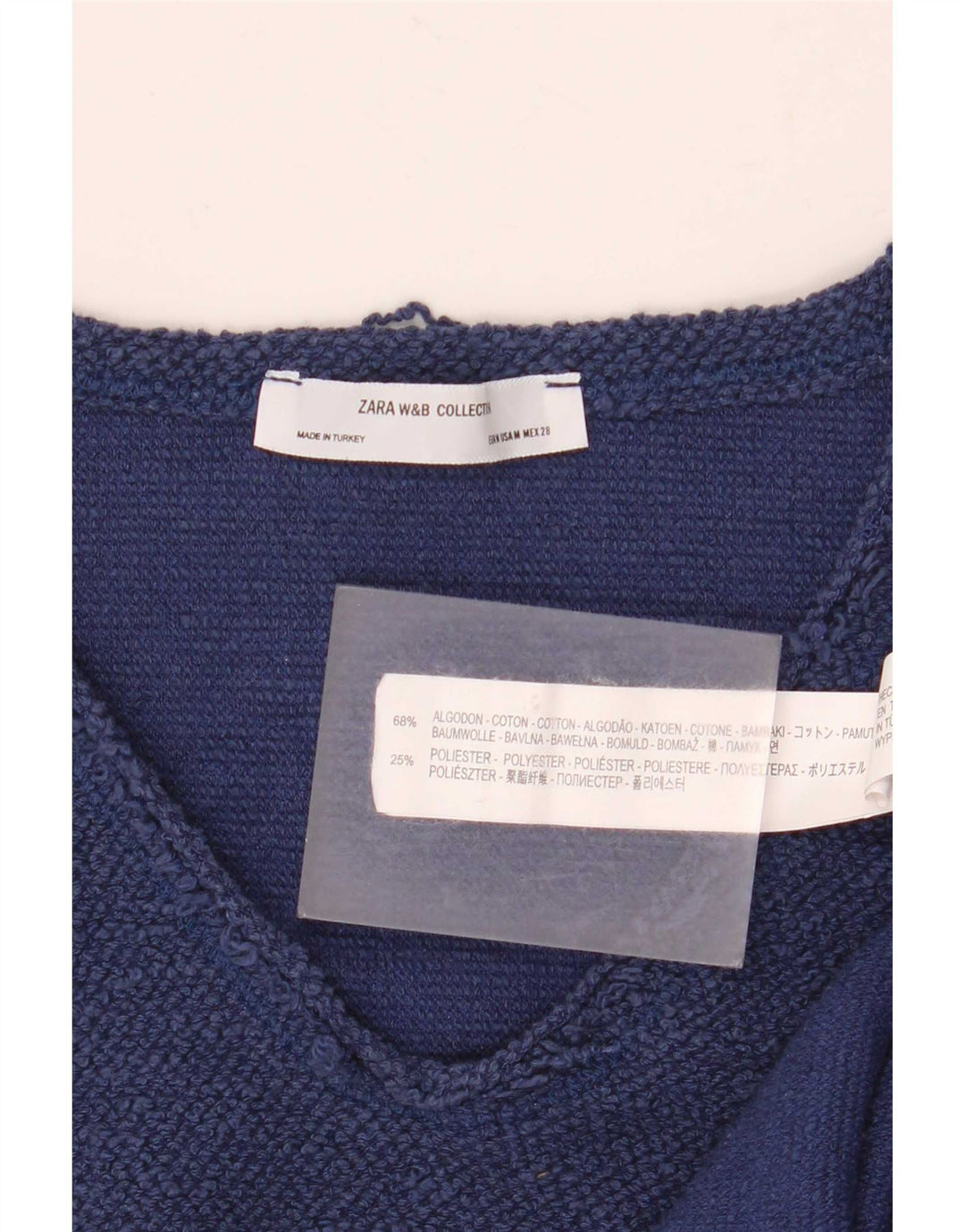 Tricou pentru femei Zara UK 14 Medium Bluemarin Bumbac
