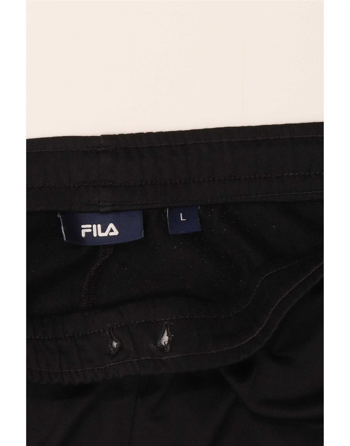 Pantaloni de trening Fila pentru bărbați, mari, negru, poliester color bloc