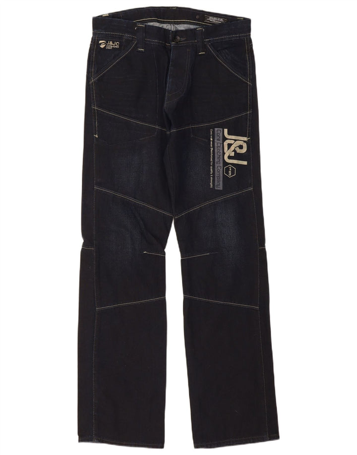 Blugi drepți cu grafic pentru bărbați Jack & Jones W32 L34 bleumarin
