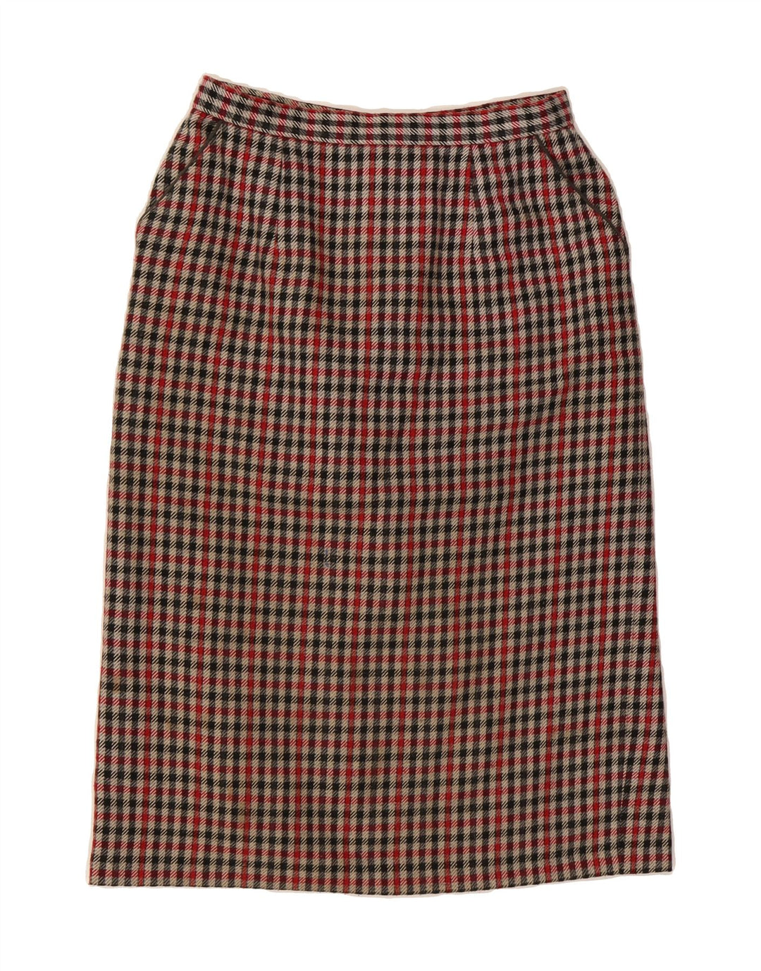 VINTAGE Womens Straight Skirt UK 14 Medium W28  Red Houndstooth Vintage Vintage and Second-Hand Vintage from Messina Hembry 