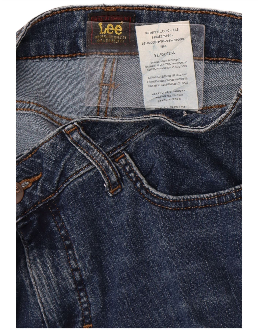 Blugi Capri pentru femei cu talie înaltă Lee US 14 XL W34 L22 poliester albastru