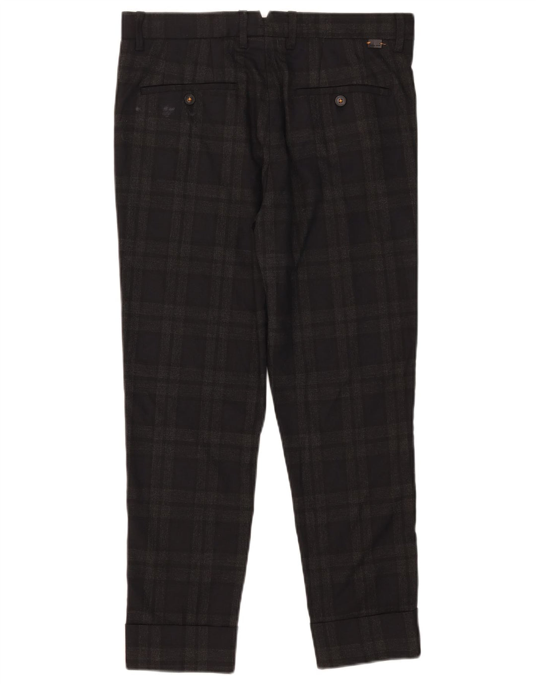 Pantaloni tăiați pentru bărbați Zara EU 38 Mici L30 L25 Poliester cu carouri gri