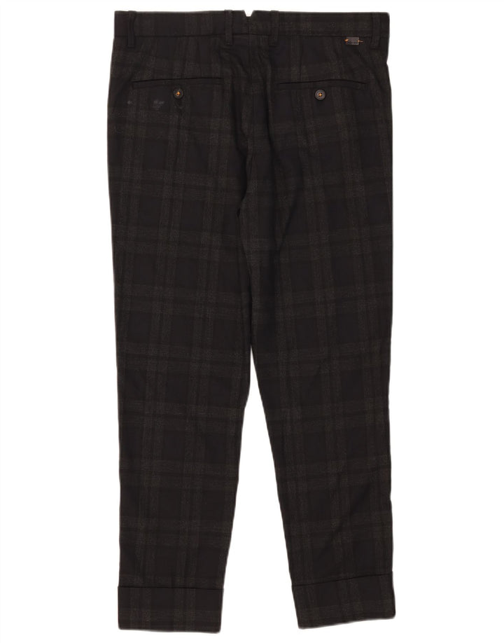 Pantaloni tăiați pentru bărbați Zara EU 38 Mici L30 L25 Poliester cu carouri gri