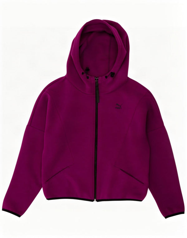 Pulover Puma pentru femei, supradimensionat, cu fermoar, bumbac, mov, 10 UK