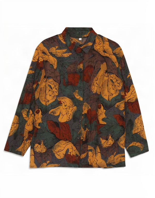Bluză de cămașă vintage pentru femei UK 14 Medium Multicolor Floral