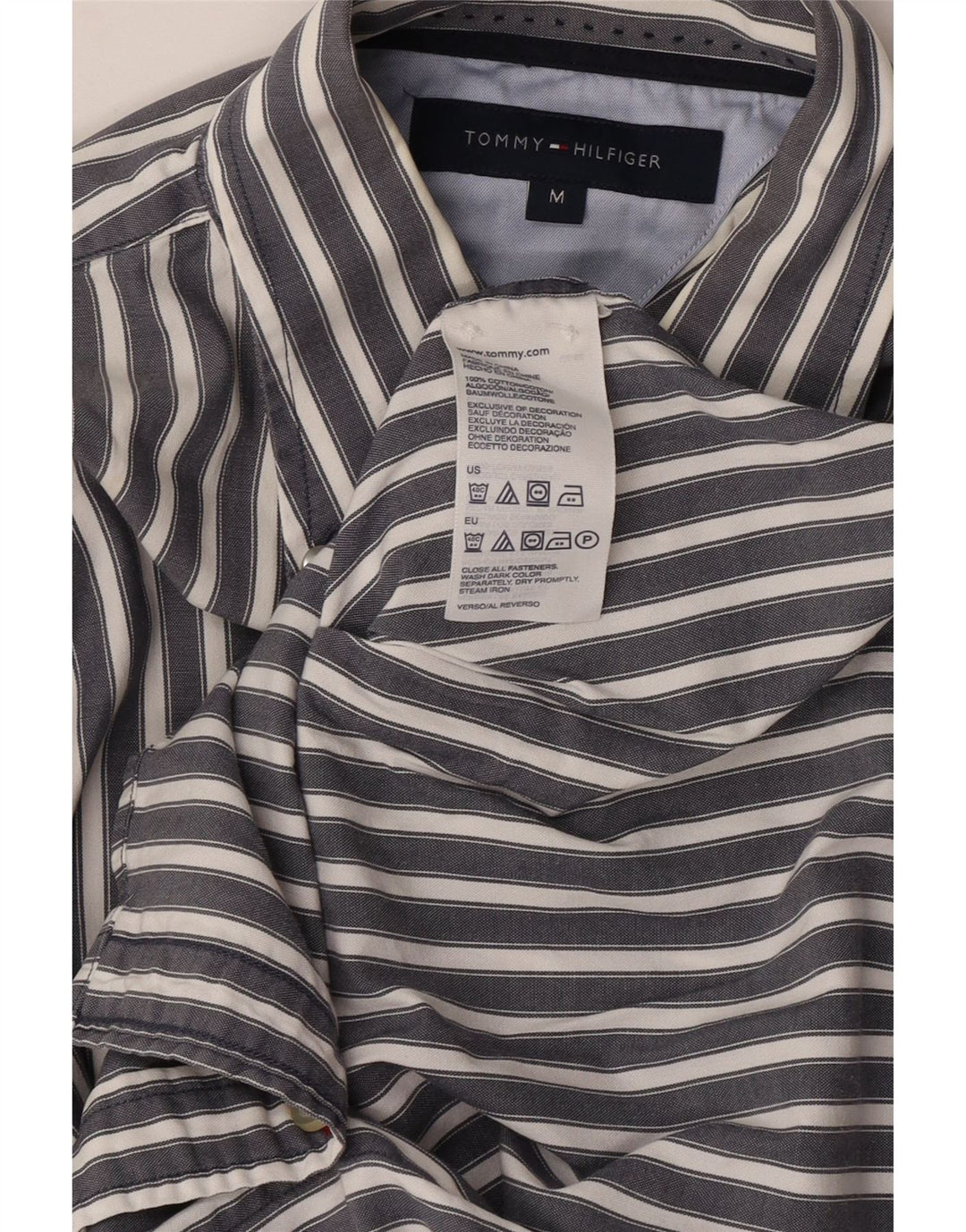 Cămașă pentru bărbați TOMMY HILFIGER, bumbac cu dungi, gri mediu