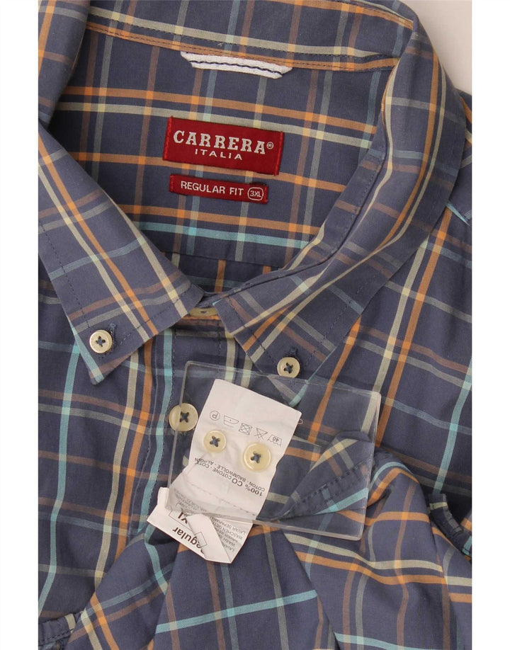 Cămașă pentru bărbați Carrera cu mânecă scurtă, cu formă normală, 3XL, bumbac cu carouri albastre