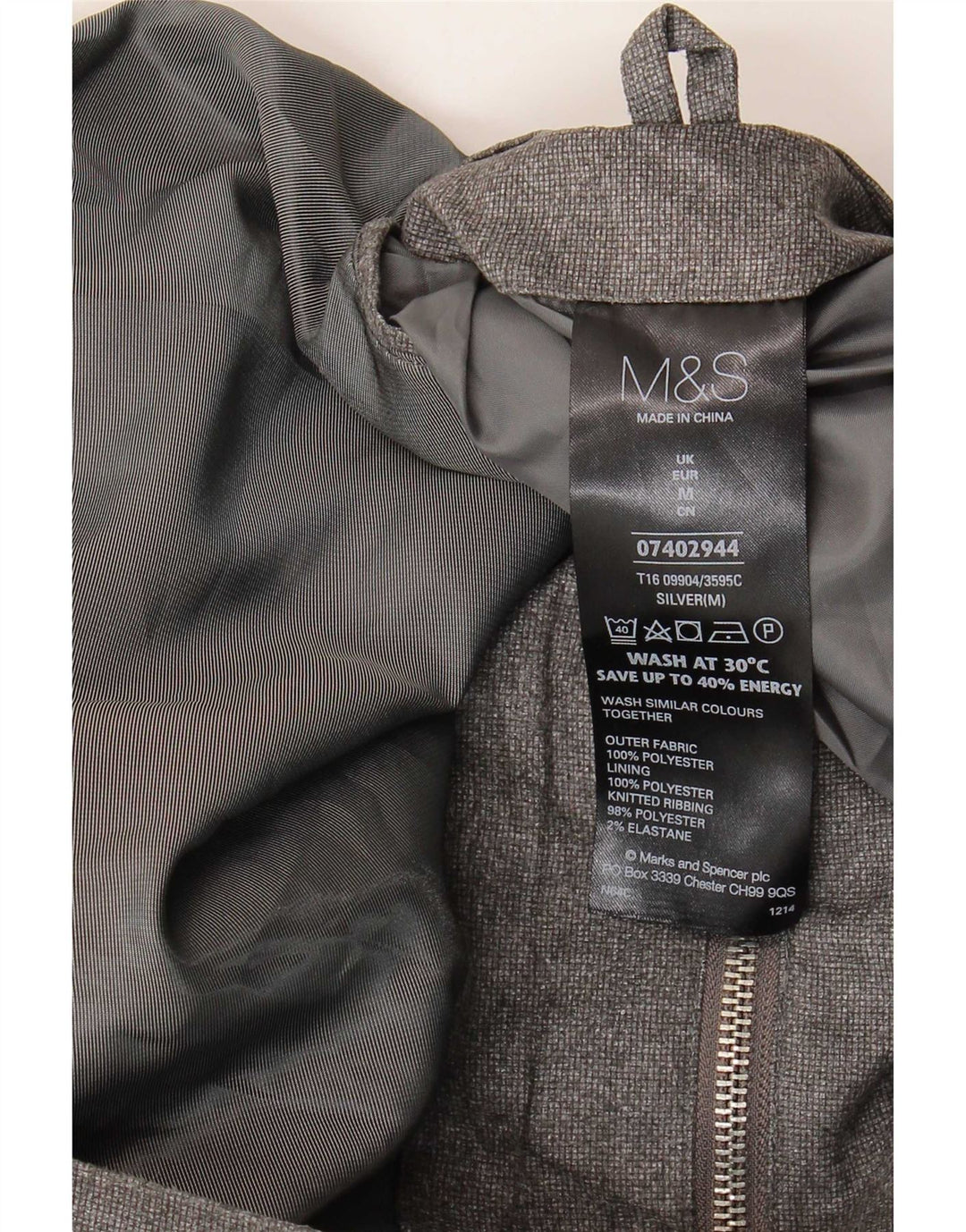 Geacă Bomber pentru bărbați Marks & Spencer UK 38 Poliester argintiu mediu