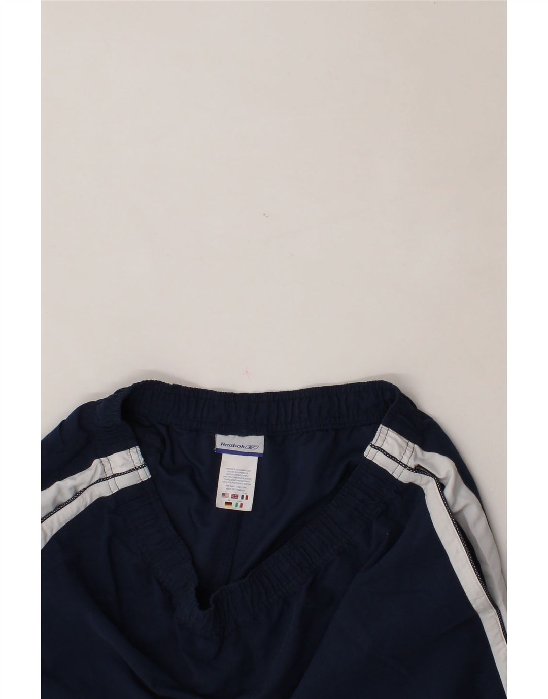 REEBOK Womens Sport Shorts UK 14 Large  Navy Blue Polyester Vintage Reebok and Second-Hand Reebok from Messina Hembry 