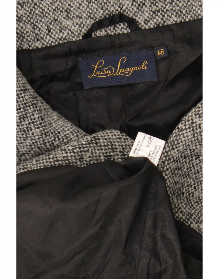 LUISA SPAGNOLI Womens 3 Button Blazer Jacket IT 46 Large Grey Flecked Wool Vintage Luisa Spagnoli and Second-Hand Luisa Spagnoli from Messina Hembry 
