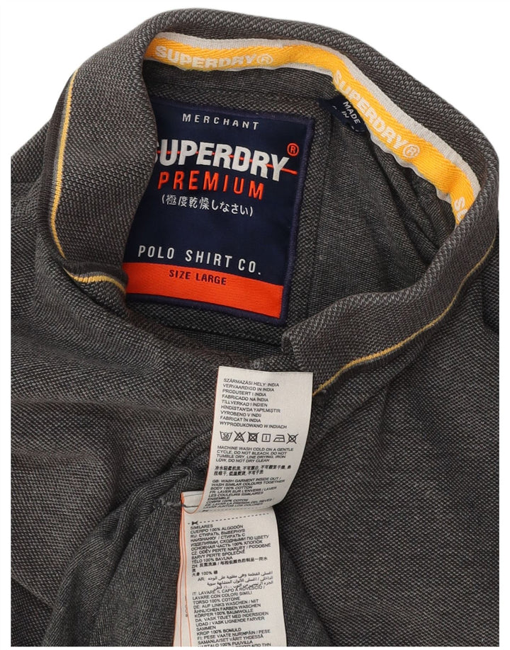 SUPERDRY tricou polo pentru bărbați, bumbac gri mare