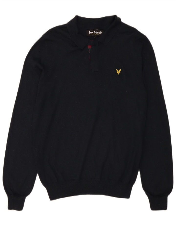 Pulover Lyle & Scott pentru bărbați, cu gât polo, din lână cu carouri neagră medie