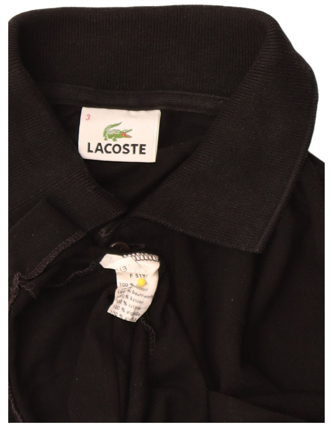 Tricou polo Lacoste pentru bărbați, mărimea 3, bumbac negru mic