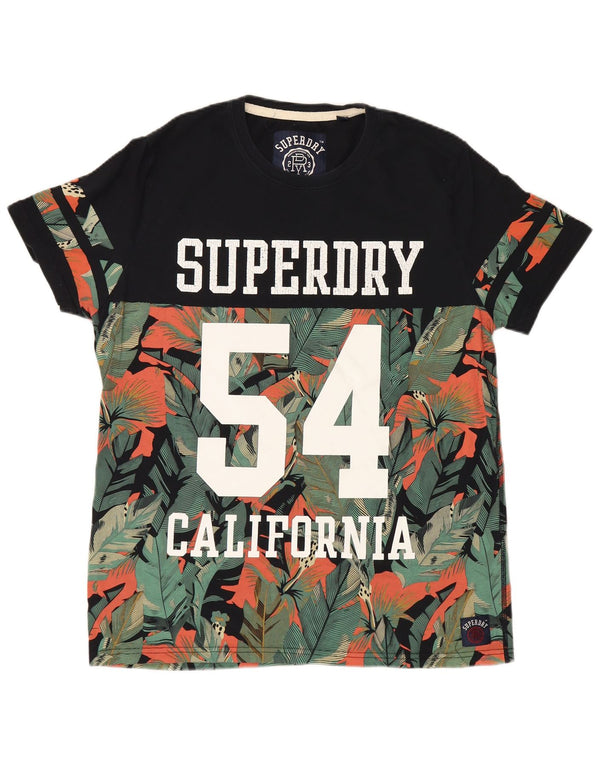 Tricou grafic California Superdry pentru bărbați Top 2XL, bumbac floral negru