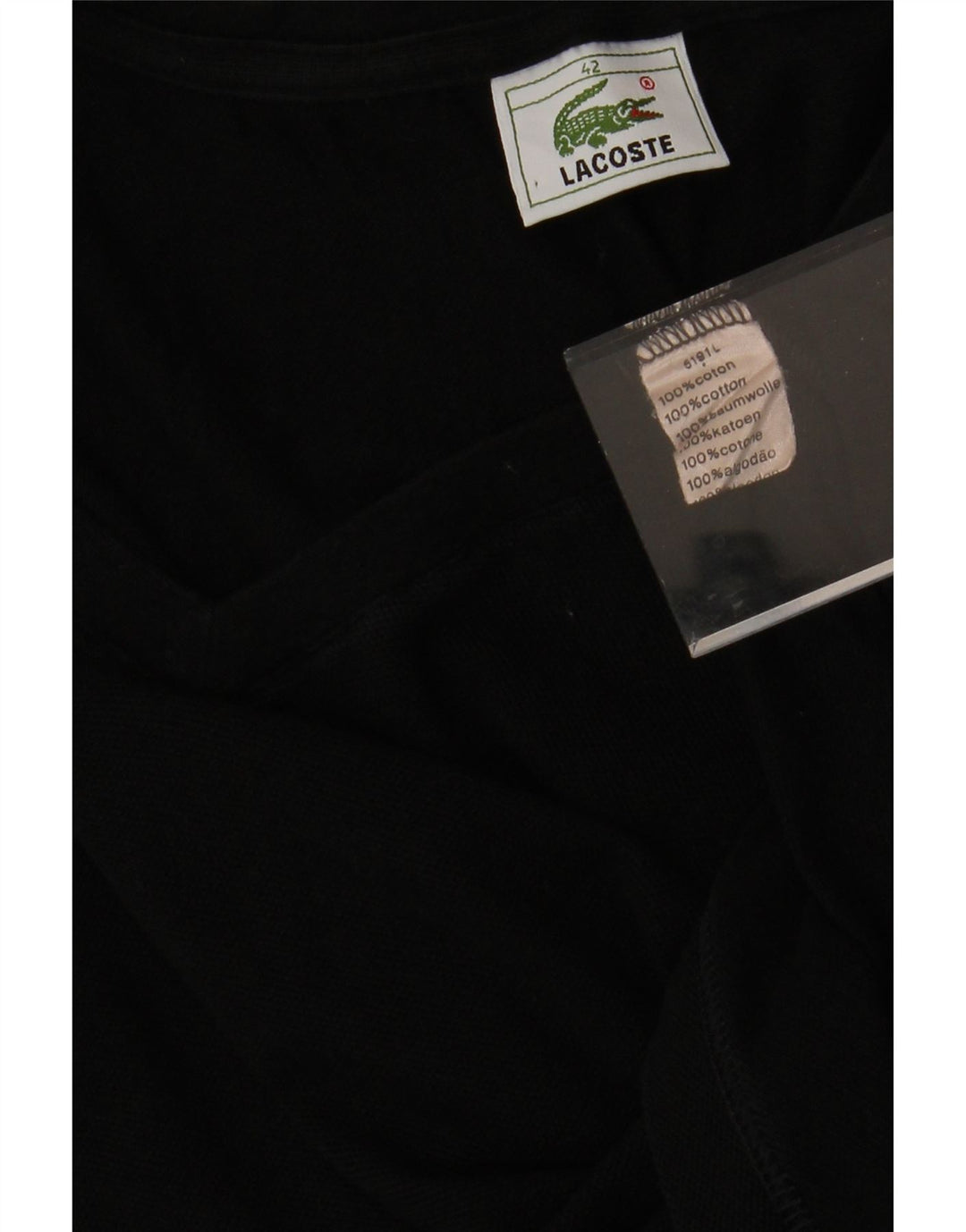 LACOSTE Womens Crop Vest Top Size 42 Large Black Cotton