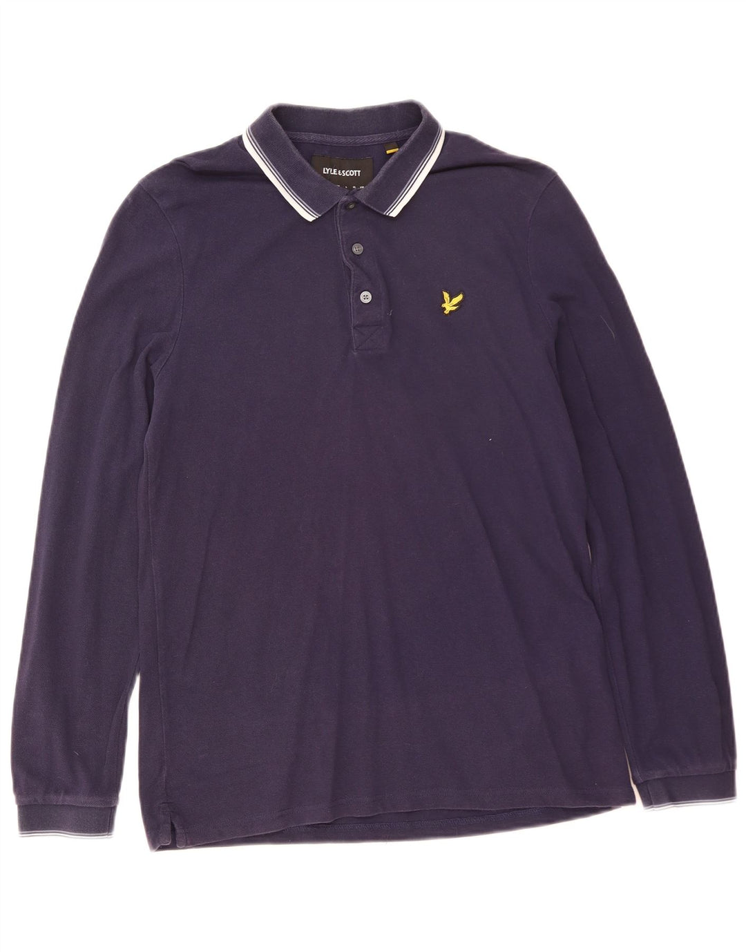 Tricou polo cu mânecă lungă pentru bărbați Lyle & Scott, bumbac bleumarin mediu
