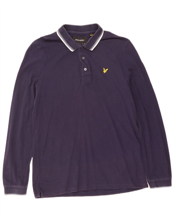 Tricou polo cu mânecă lungă pentru bărbați Lyle & Scott, bumbac bleumarin mediu