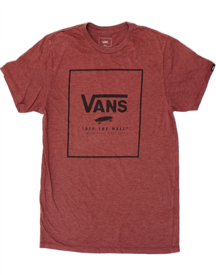 VANS Mens Custom Fit Graphic T-Shirt Top Small Red Cotton Vintage Vans and Second-Hand Vans from Messina Hembry 