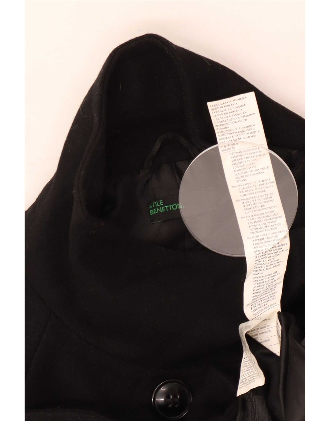 Palton pentru femei Benetton IT 46 Lână mare neagră