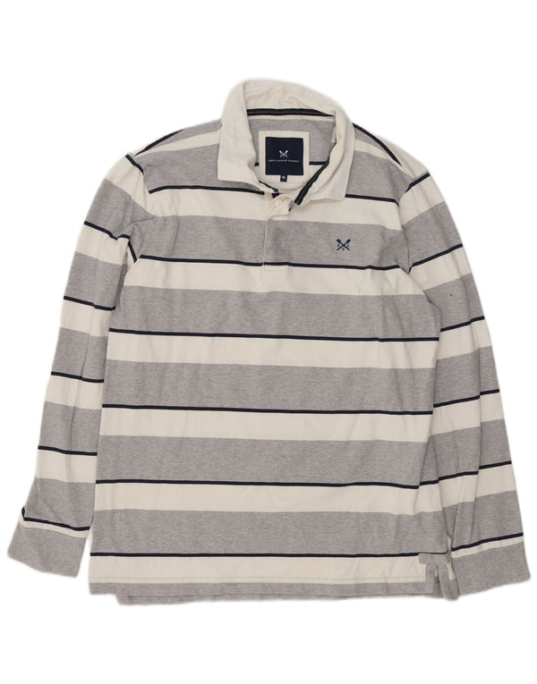 Crew Clothing Tricou polo rugby cu mânecă lungă pentru bărbați XL cu dungi gri
