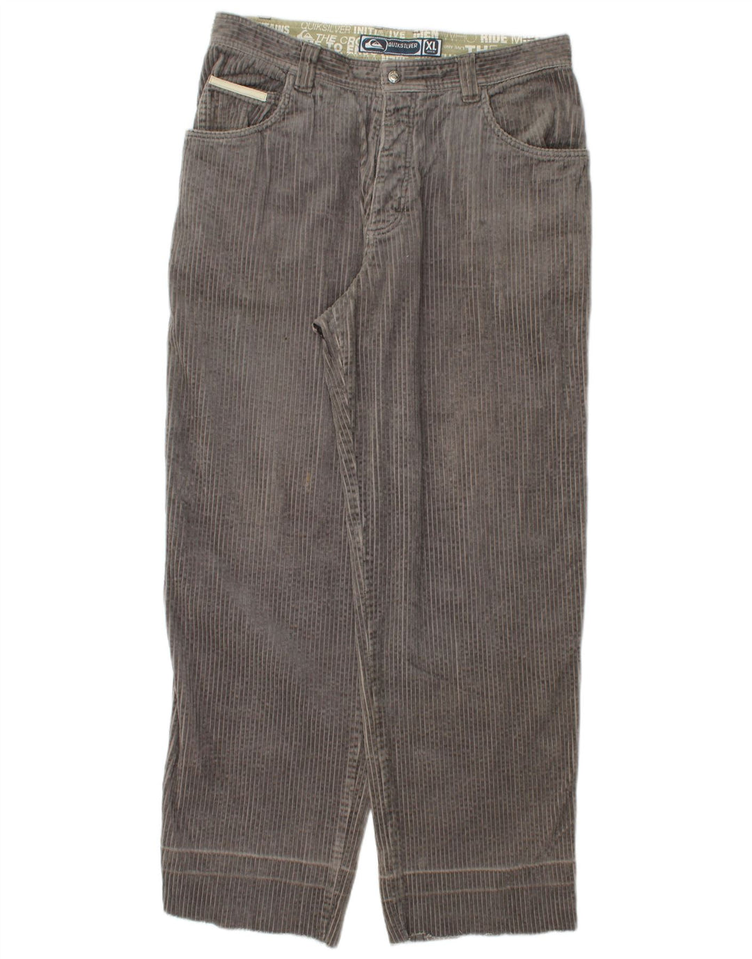 QUIKSILVER Pantaloni drepti pentru bărbați din velur XL W36 L32 bumbac gri