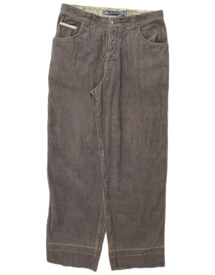QUIKSILVER Pantaloni drepti pentru bărbați din velur XL W36 L32 bumbac gri