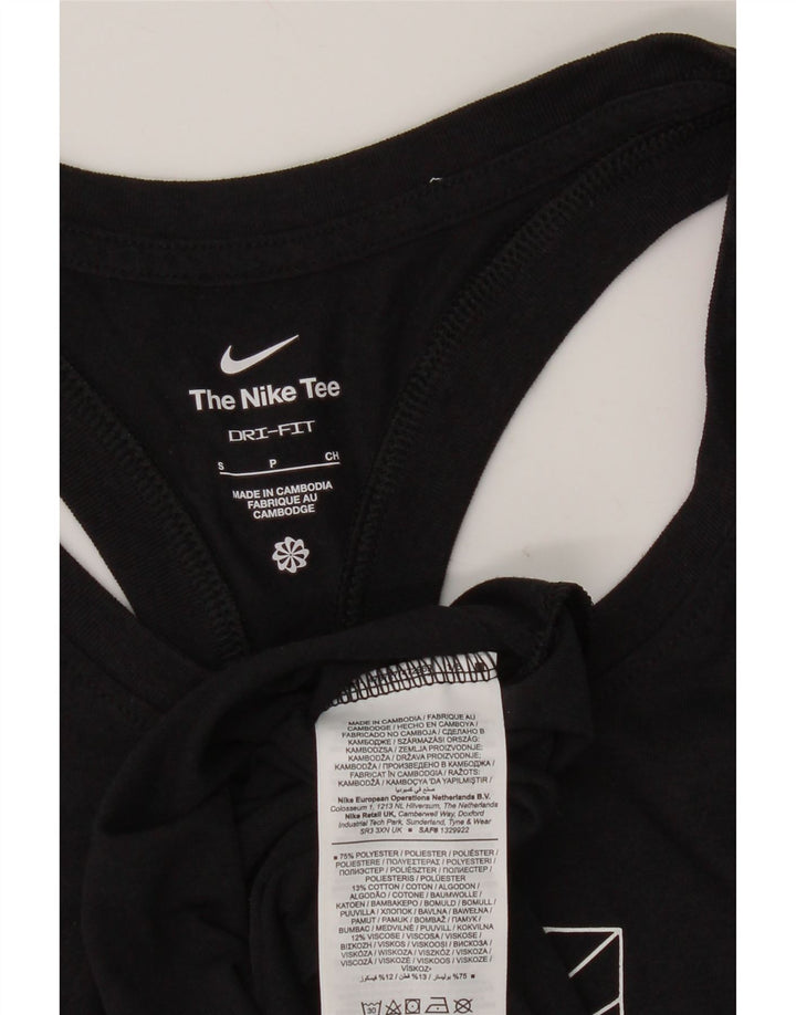 Top cu vestă grafică Nike Dri Fit pentru femei UK 10 Poliester negru mic