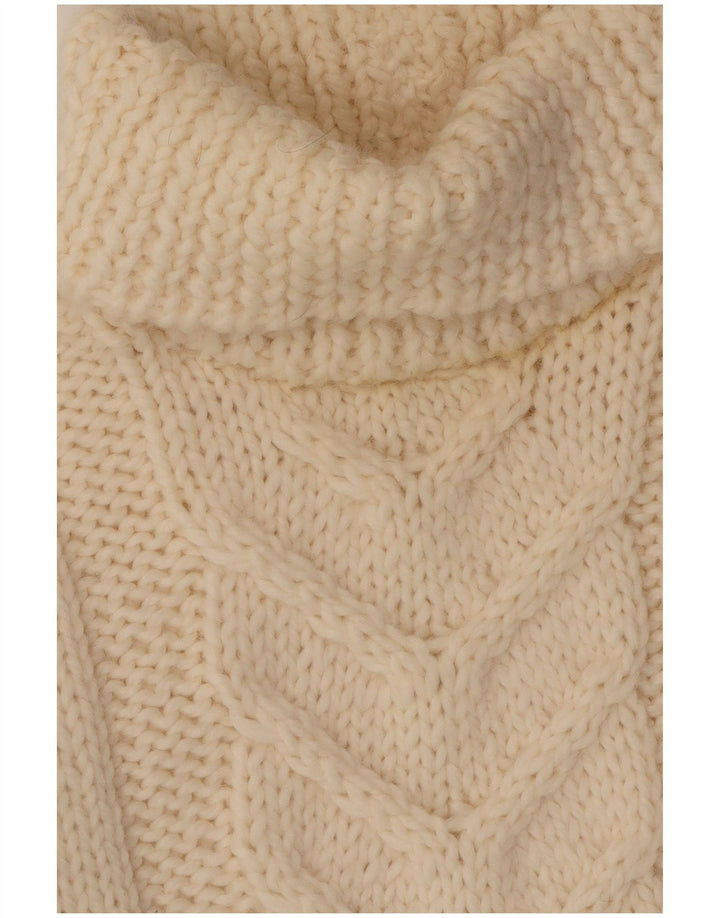 Pulover vintage pentru femei cu gât rulat, UK 14 Medium Off White