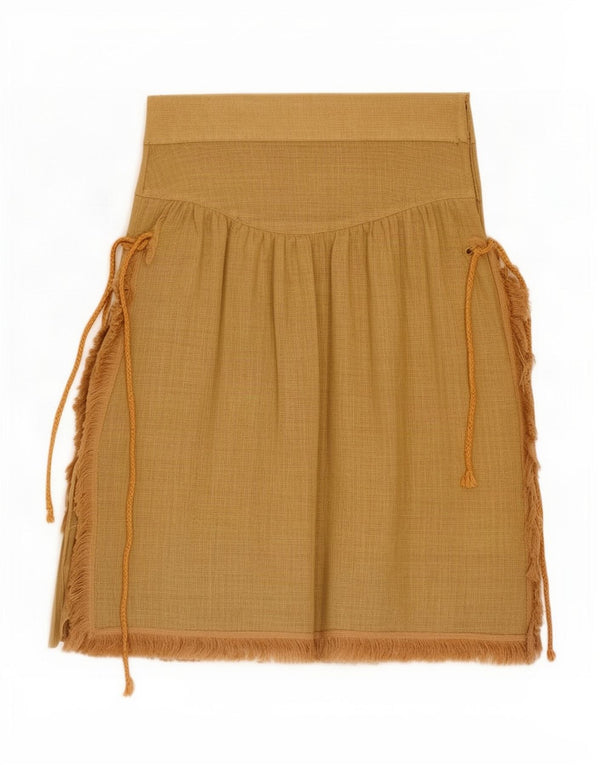 Fustă A-Line Vintage Femei IT 44 Medium W28 Khaki Linen