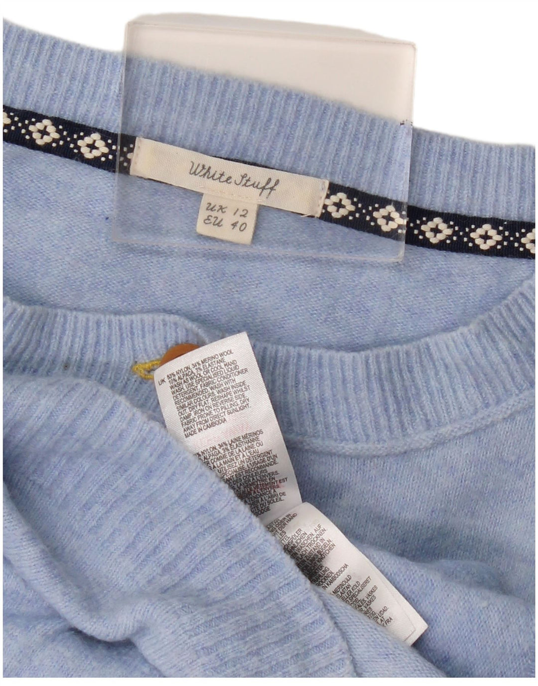 WHITE STUFF Pulover cardigan pentru femei UK 12 Medium Blue Nylon