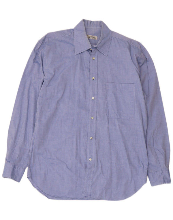 Trussardi Jeans Mens Shirt Size 40 15 1/2 Medium Blue Cotton