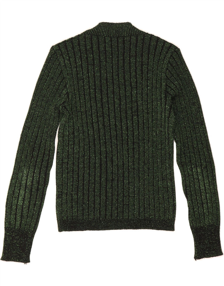 VINTAGE Womens V-Neck Jumper Sweater UK 10 Small Green Polyester Vintage Vintage and Second-Hand Vintage from Messina Hembry 