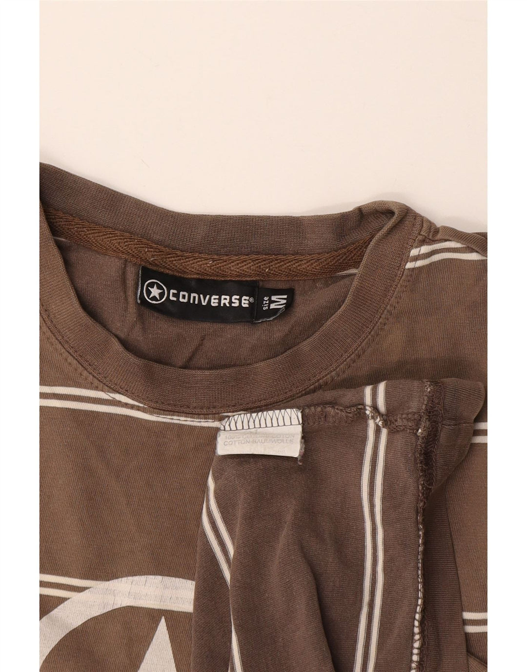 Tricou grafic Converse pentru bărbați Top din bumbac cu dungi maro mediu