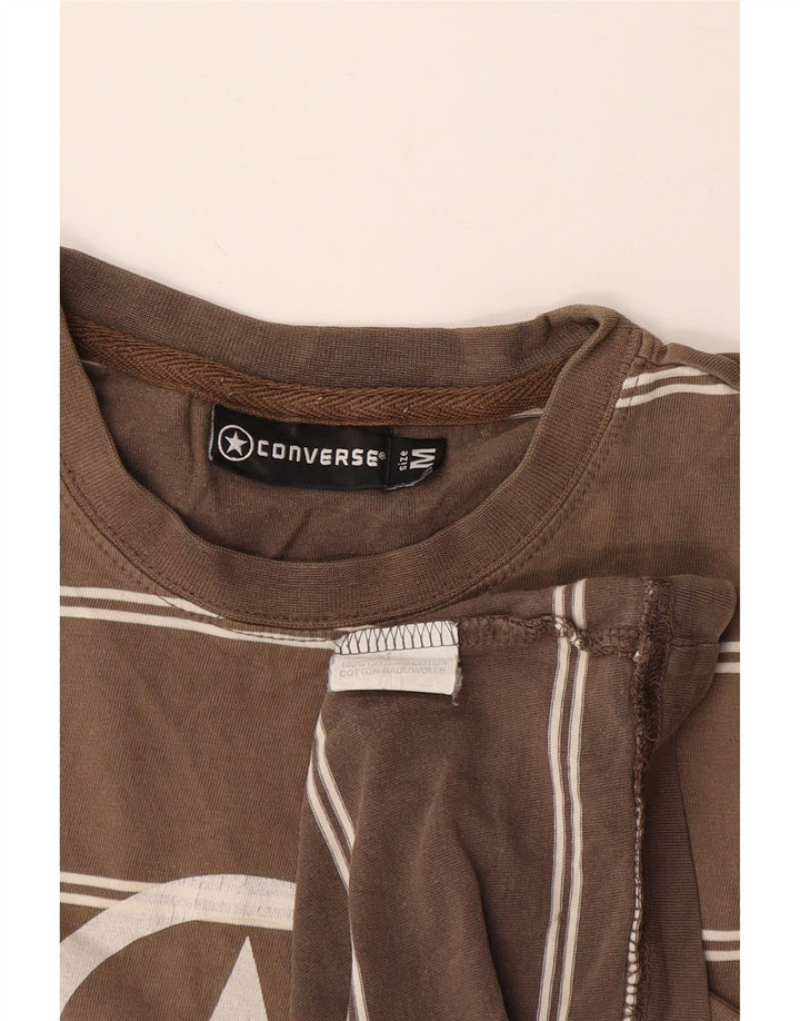 Tricou grafic Converse pentru bărbați Top din bumbac cu dungi maro mediu