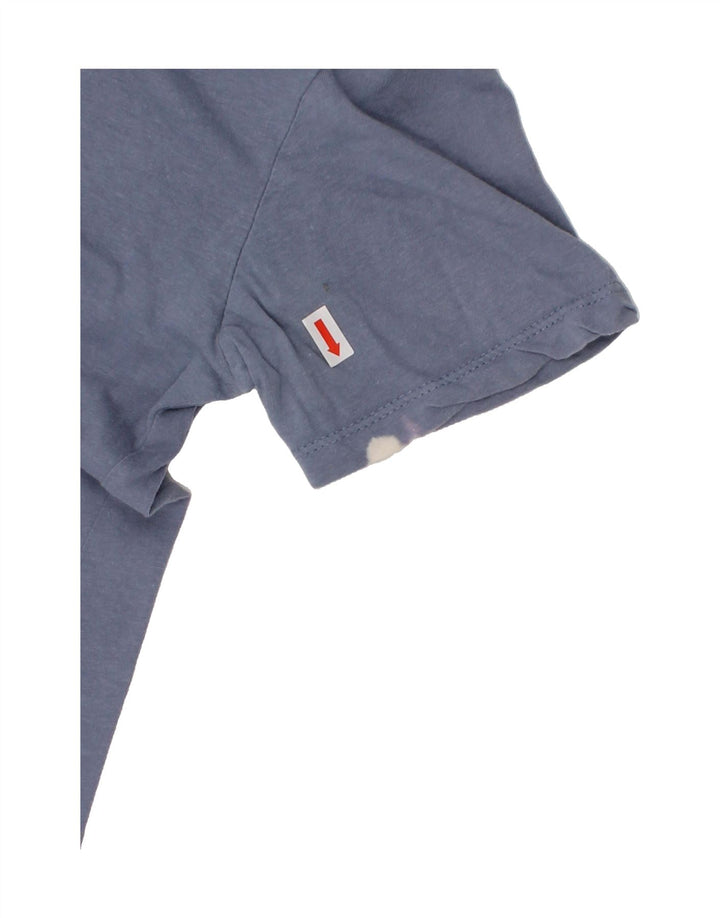 PULL & BEAR Womens Graphic T-Shirt Top UK 4 XS Blue Cotton Vintage Pull & Bear and Second-Hand Pull & Bear from Messina Hembry 