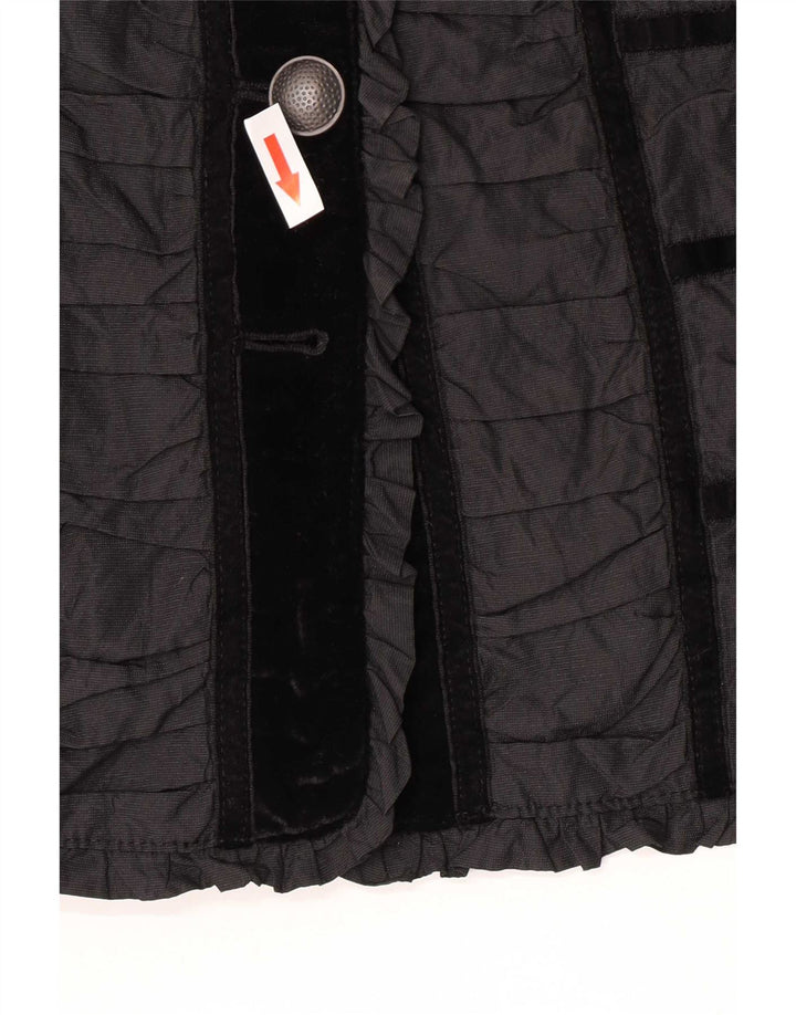 Jachetă Blazer Vintage pentru femei cu 4 nasturi UK 14 Medium Black Colorblock