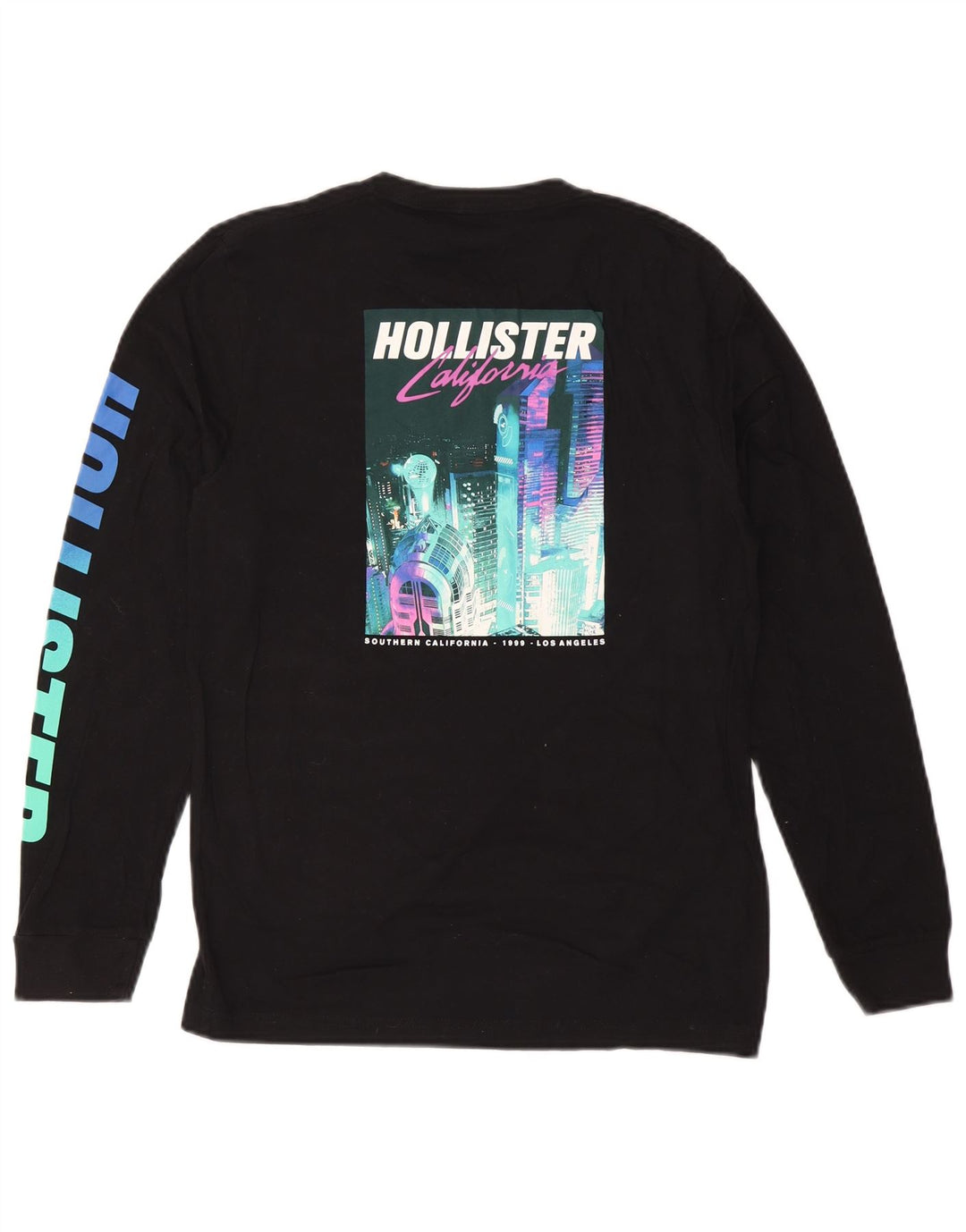 HOLLISTER Top grafic pentru femei cu mânecă lungă UK 10 mic bumbac negru
