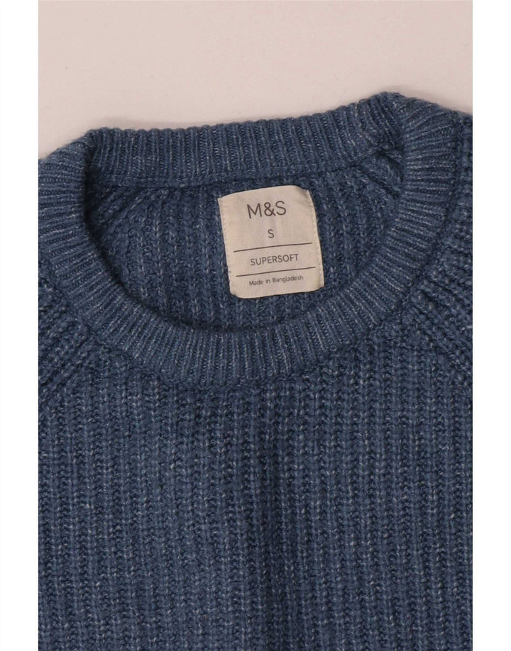 Pulover pentru bărbați Marks & Spencer, cu gât crew, mic, albastru Fair Isle