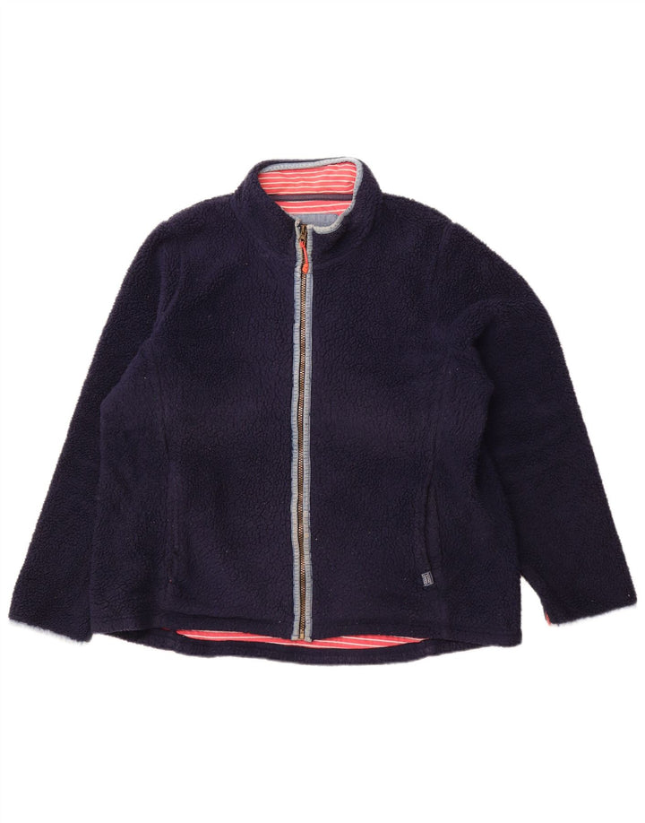 JOULES Womens Fleece Jacket UK 16 Large Navy Blue Cotton