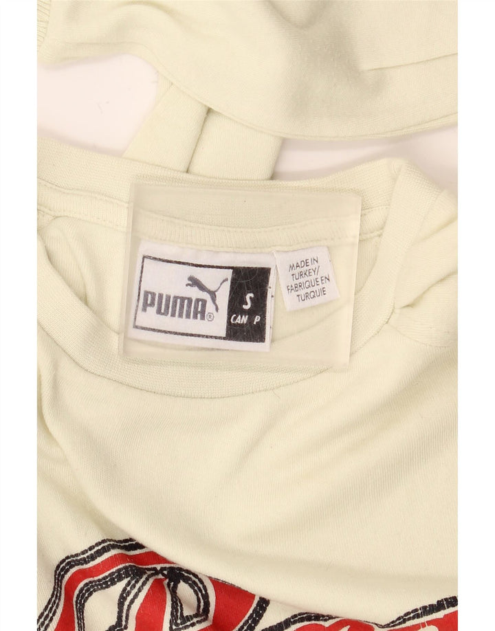 Puma pentru bărbați grafic Top cu mânecă lungă din bumbac alb mic
