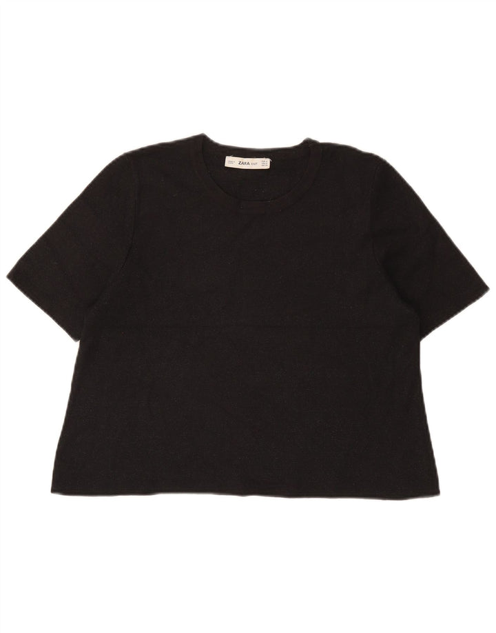 Tricou Crop pentru femei Zara UK 12 Medium Negru
