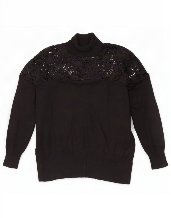 French Connection Pulover cu gât rulat pentru femei UK 14 Medium Black Floral